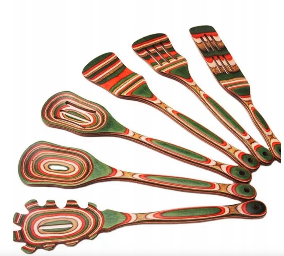 Drewniane akcesoria kuchenne zestaw łyżka do sałatek szpatułka kolorowa