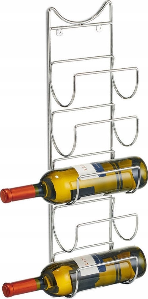 Zeller Metalowy stojak na wino montowany na ścianę, 5 butelek