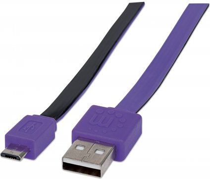 Kabel USB Manhattan USB-A - microUSB 1 m Fioletowy (391368)