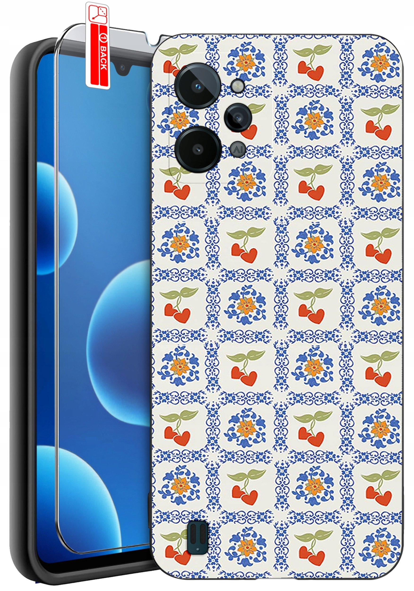 ETUI do Realme C31| WZORY | SILIKONOWE MATT CASE + SZKŁO 9H