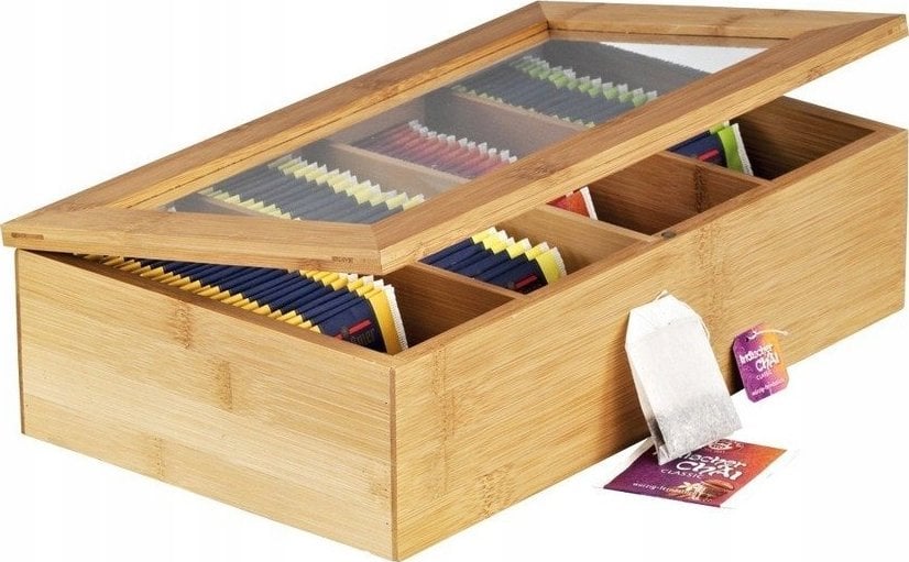 Zeller Bambusowa szkatułka na herbatę w torebkach - 4 przegródki, ZELLER