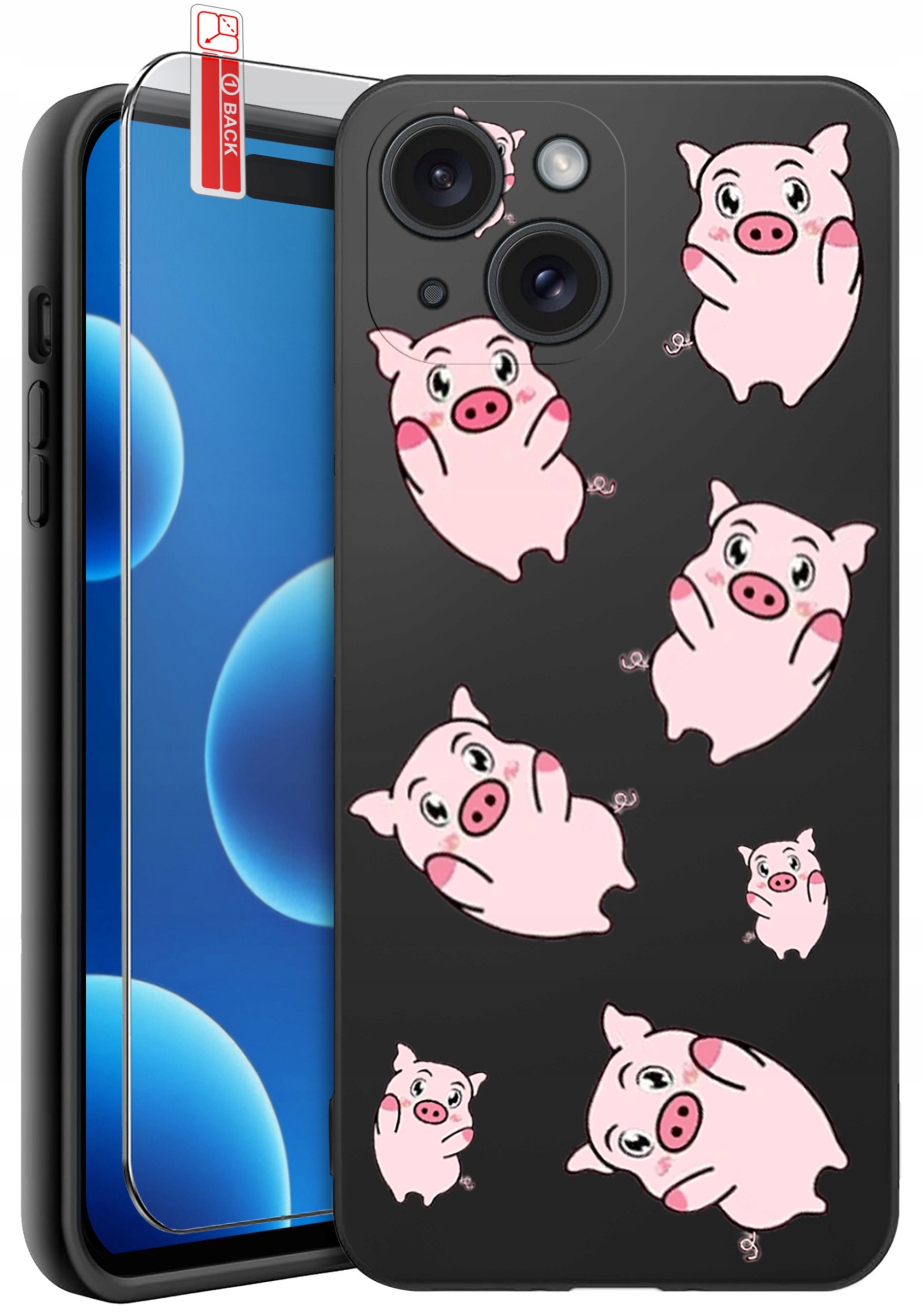 ETUI do iPhone 15 | WZORY | SILIKONOWE MATT CASE + SZKŁO 9H