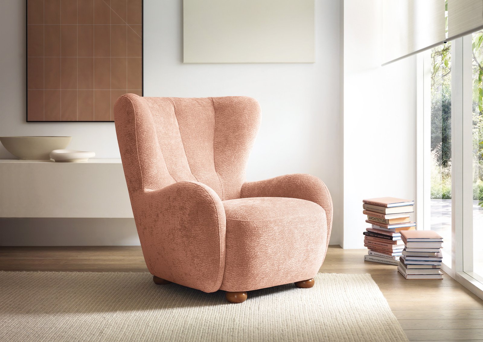 Fotel tapicerowany uszak FILO Dress Me 13 Brudny Róż nóżki do wyboru