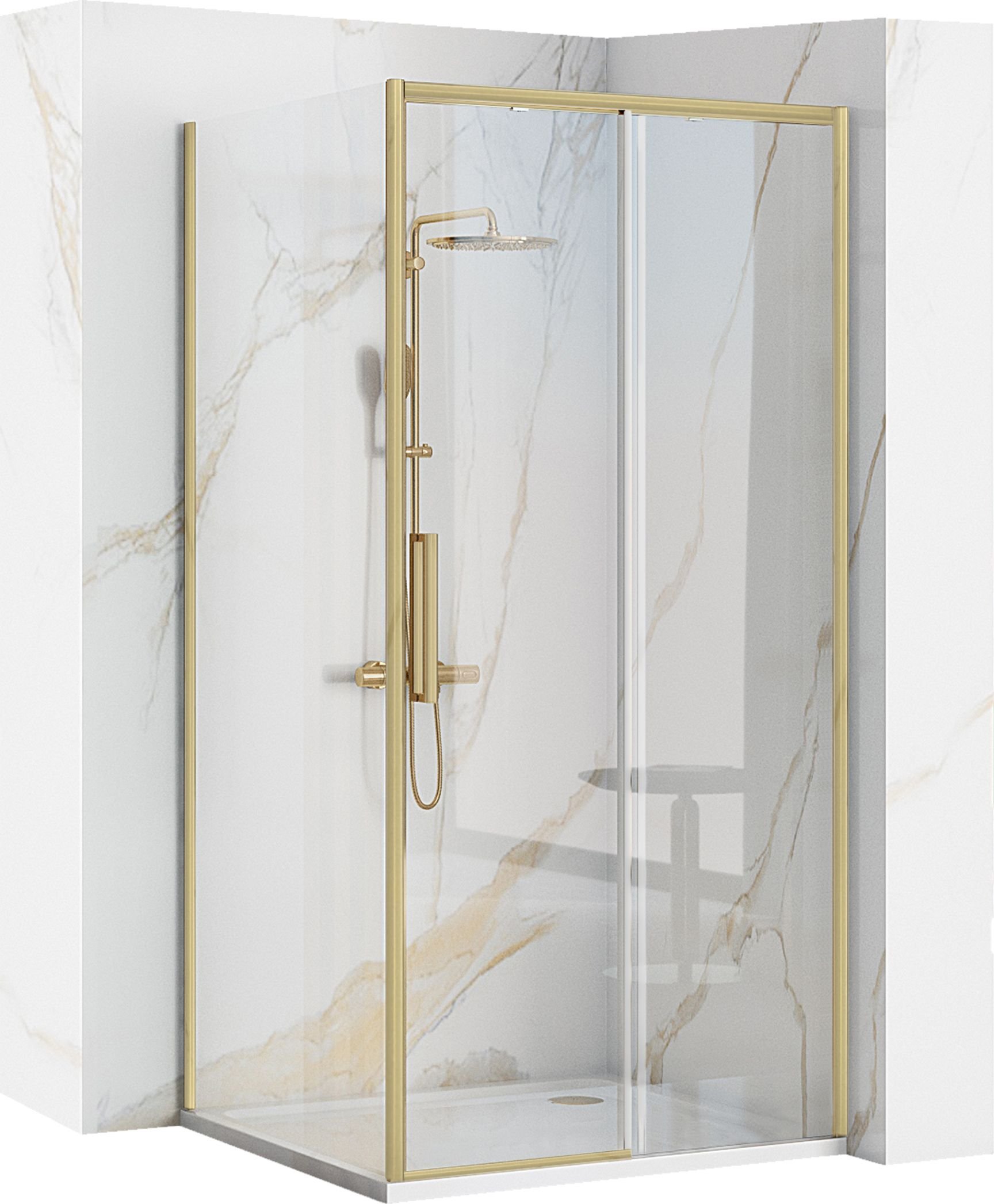 Rea Kabina Prysznicowa Narożna Rapid Slide Złota Szczotkowana