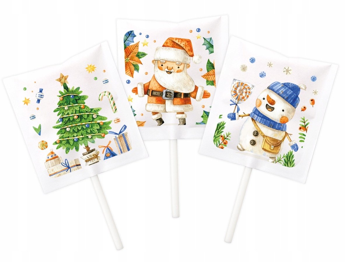 B&B Słodycze z Pomysłem Świąteczne lizaki ZESTAW NR 2 - 50 szt. | Mikołaje, Święta Bożego Narodzenia 250g