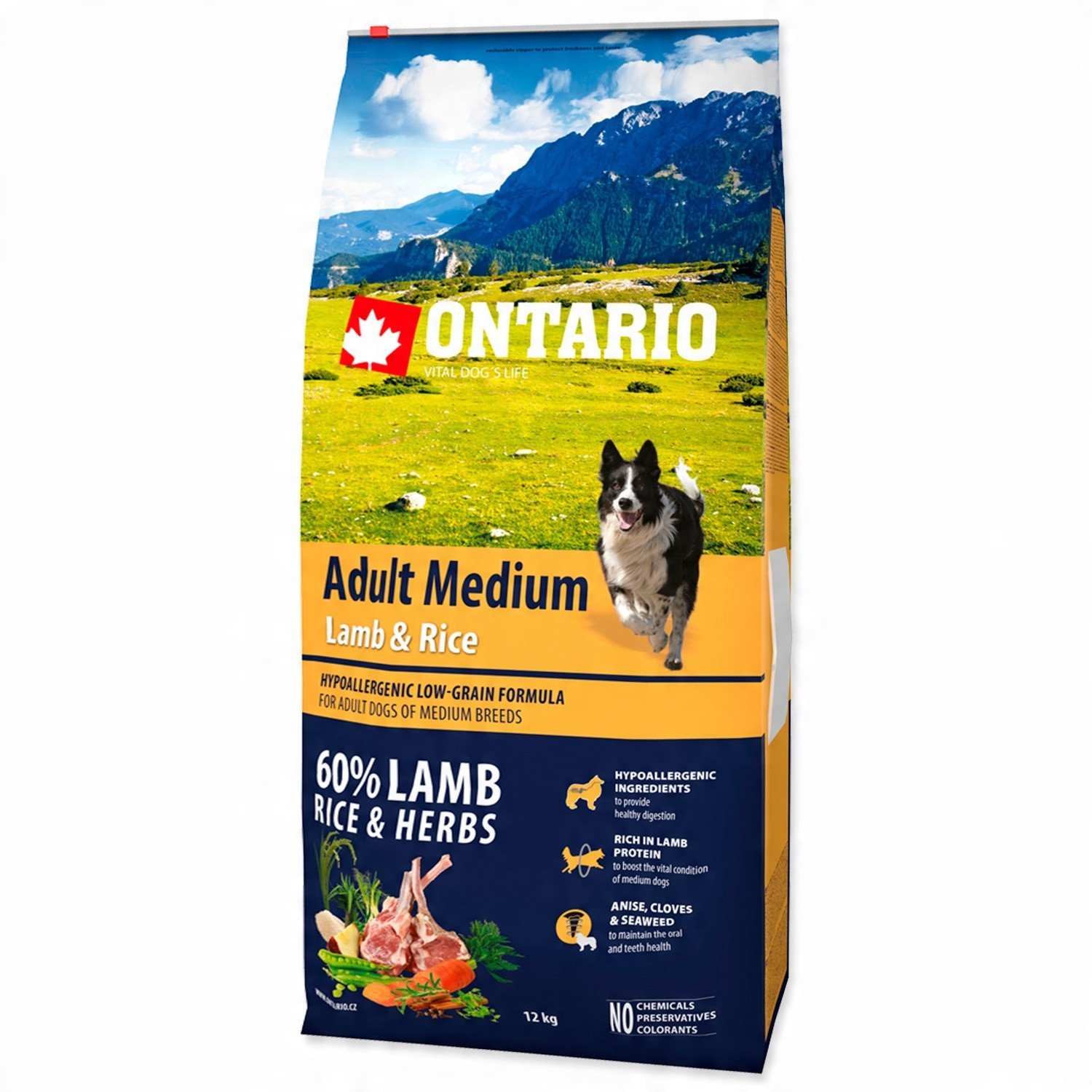 Ontario Adult Medium su ėriena ir ryžiais 12kg