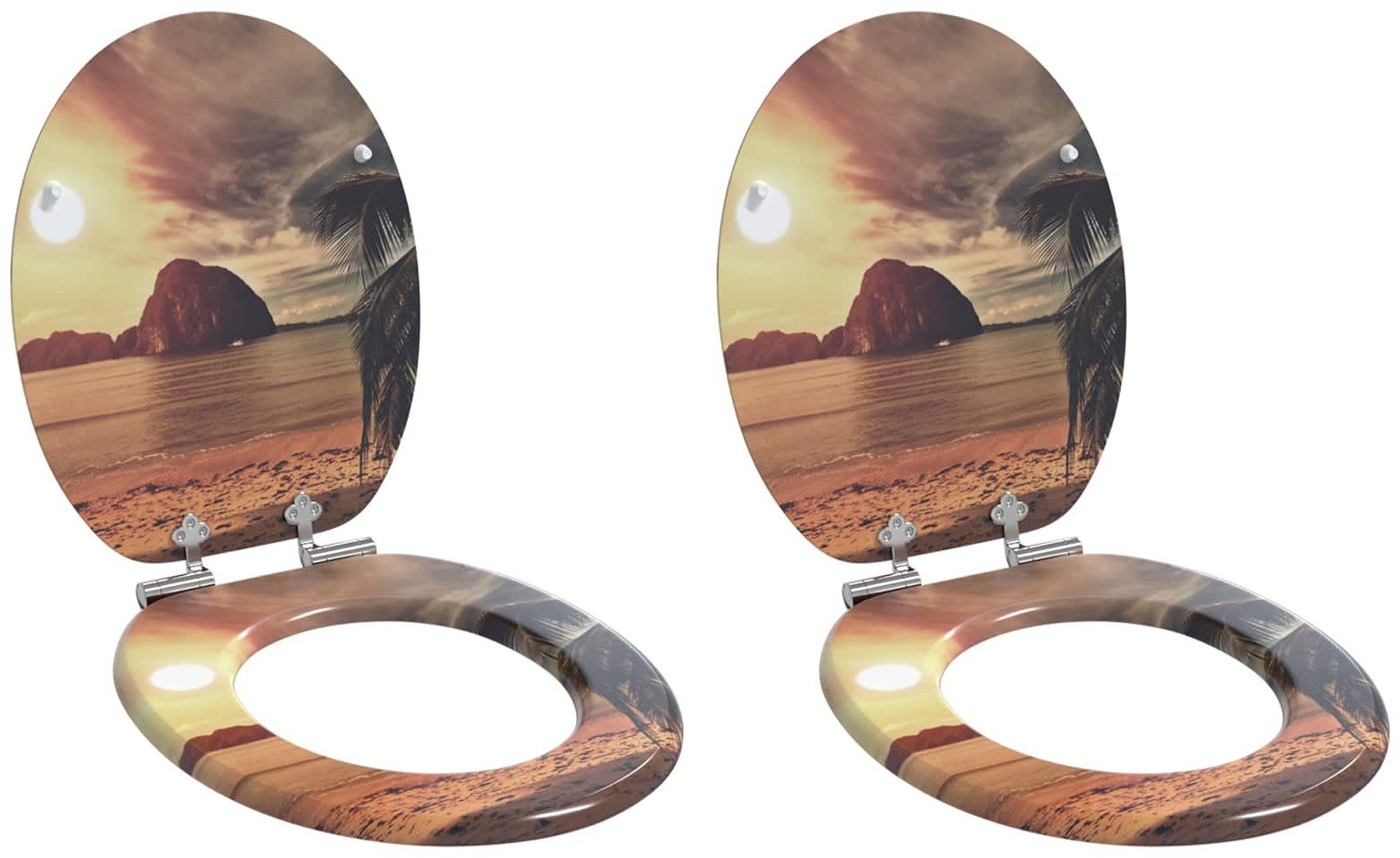 vidaXL Deska toaletowa 2 pcs Pomarańczowy 44 x 38 cm Płyta MDF