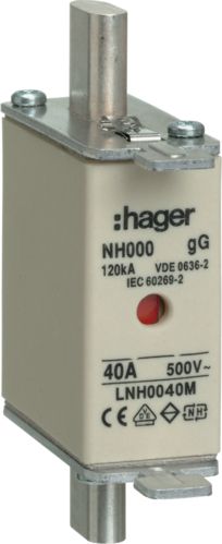 Hager Wkładka bezpiecznikowa NH000 40A 500V gG (LNH0040M)