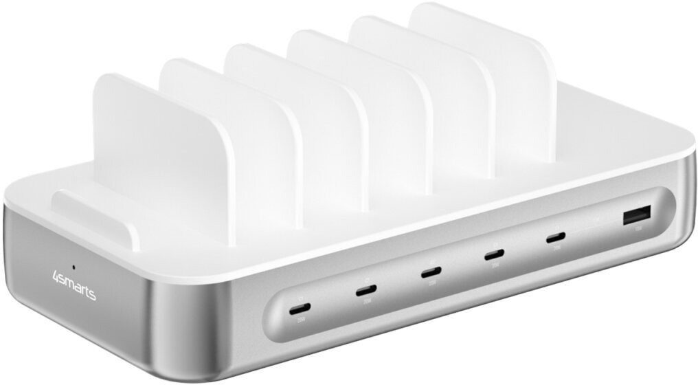 Stacja ładująca 4smarts Team 100W 5xUSB-C z zestawem 6 kabli srebrny
