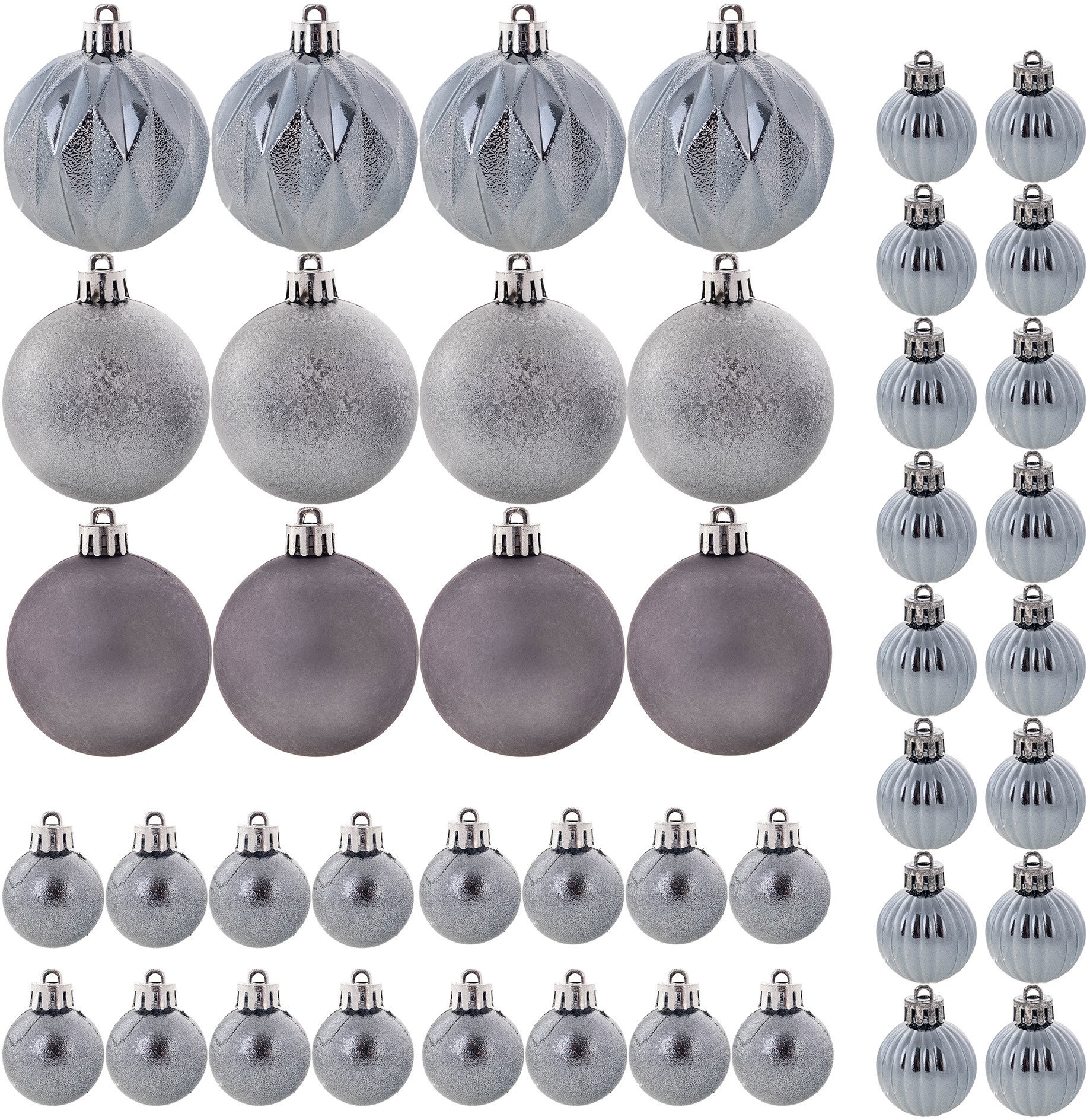 KADAX Komplet Bombek Na Choinkę 44szt 3/6cm Grafitowy Mix