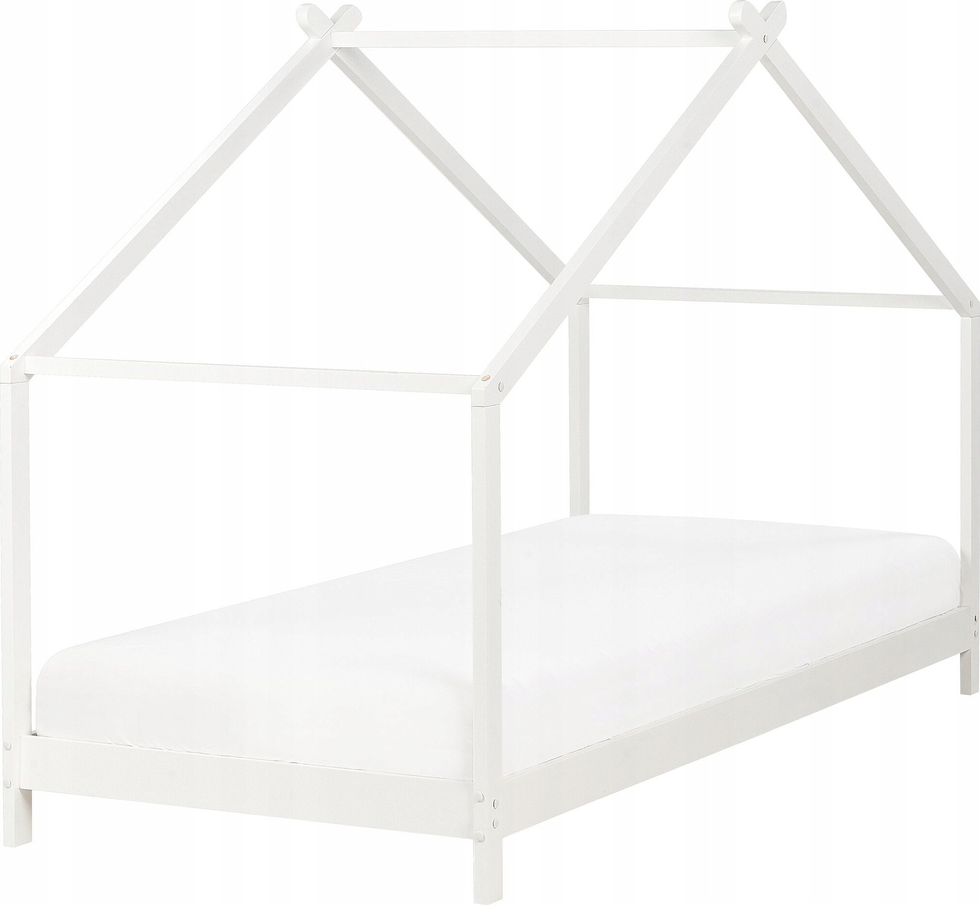 Beliani Łóżko dziecięce domek drewniane 90 x 200 cm białe ORLU