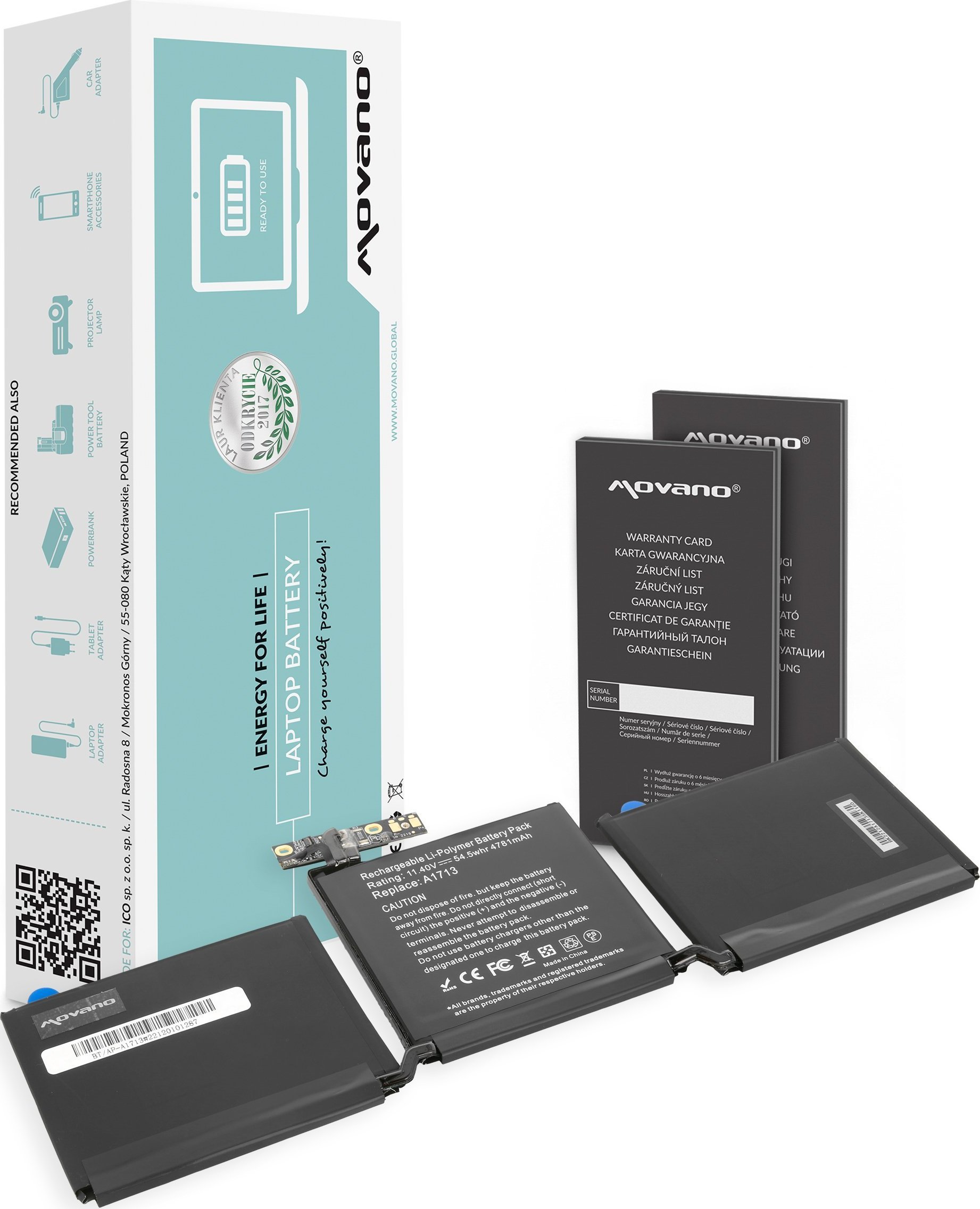 Bateria Movano Bateria A1713 do Apple MacBook Pro 13 A1708