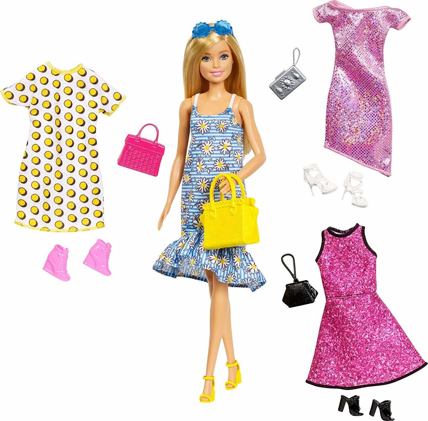 Lalka Barbie Mattel - blondynka + imprezowe ubranka (GDJ40)