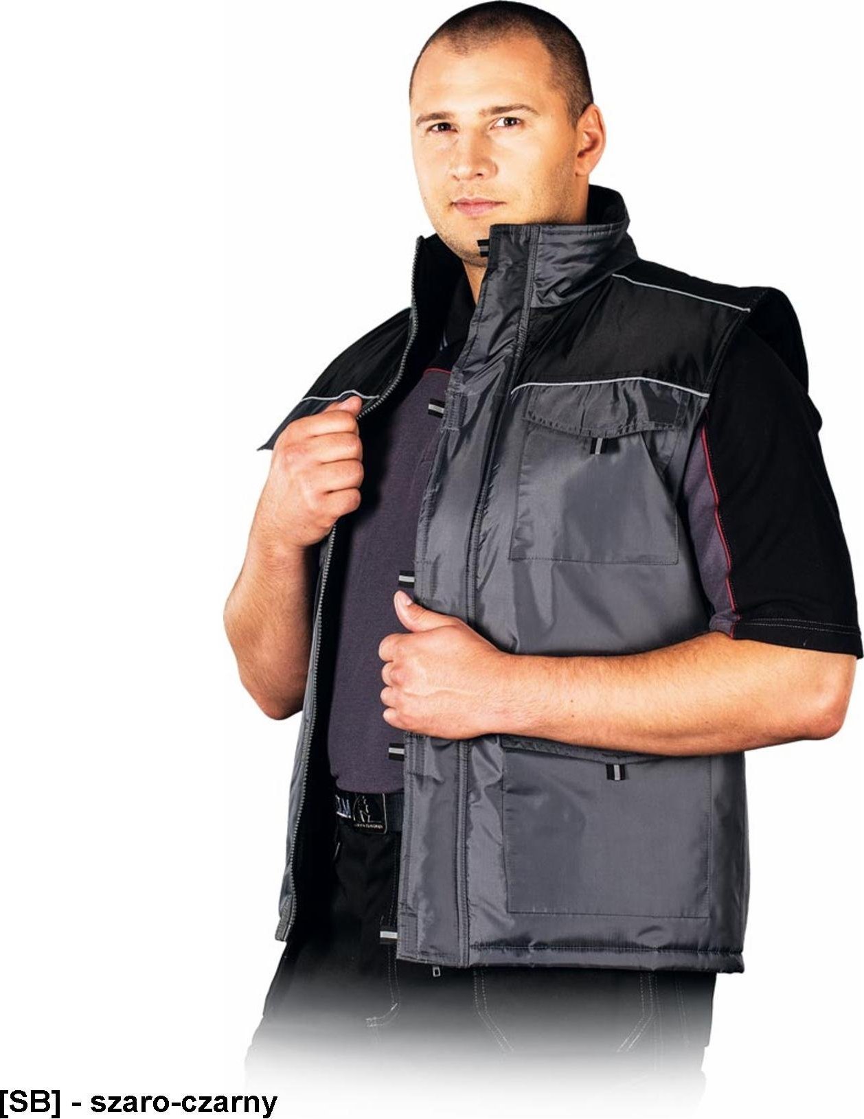 R.E.I.S. ARIZONA - KAMIZELKA- BEZRĘKAWNIK wodoodporny - szaro-czarny 3XL