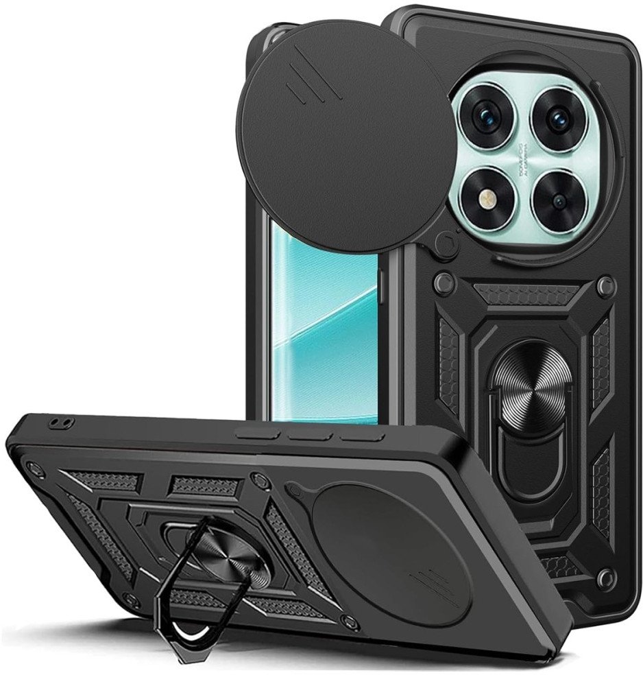 Etui pancerne Supero z osłoną aparatu ringiem magnetycznym do POCO X7, czarne