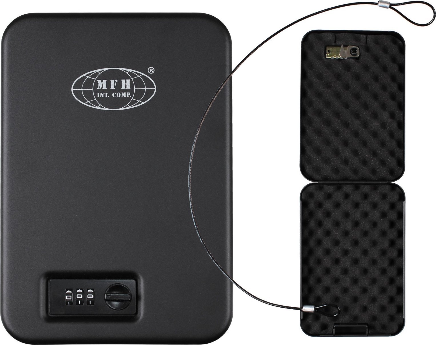 MFH Sejf czarny metalowy z zamkiem szyfrowym