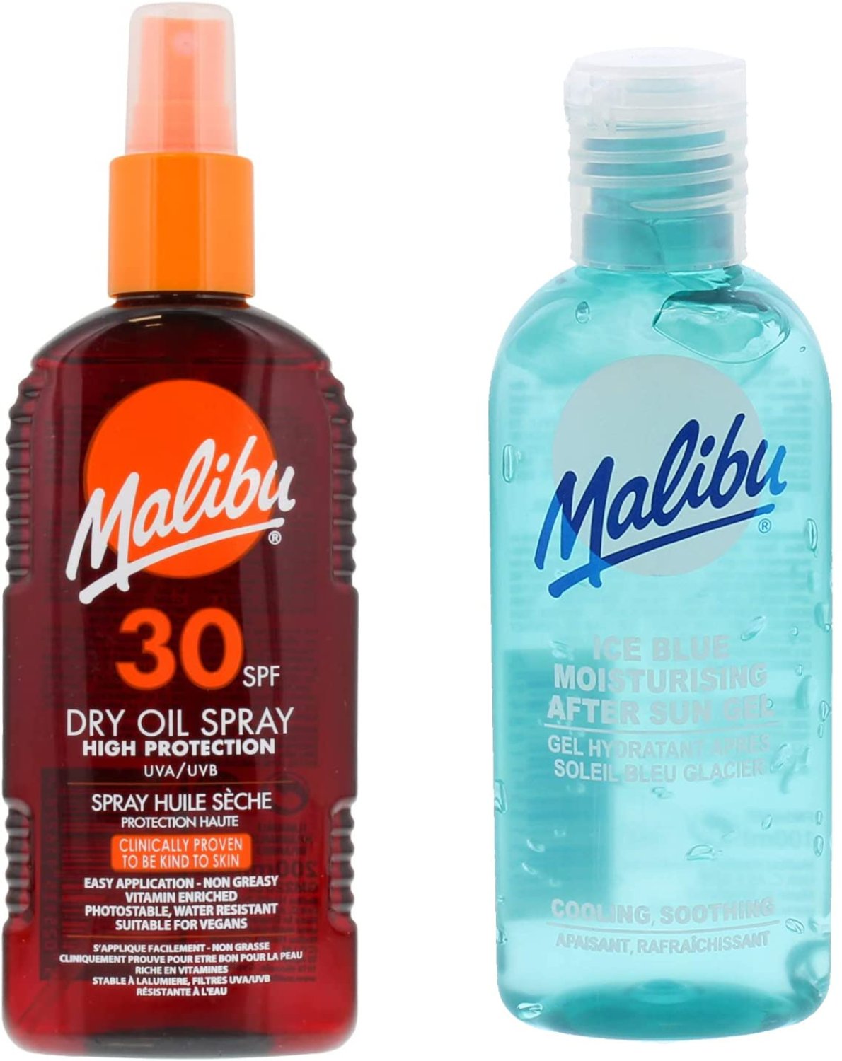 Malibu SPF30 Olejek Brązujący W Sprayu 200ml + Żel Po Opalaniu 100ml