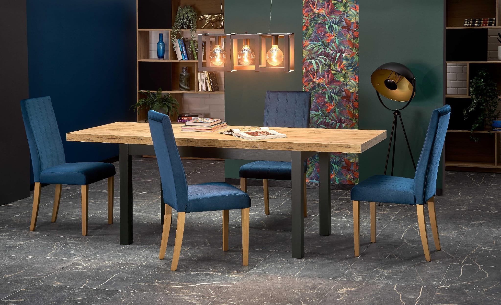 Halmar WNĘTRZARSKIE TIAGO stół rozkładany 140-220/80 blat: dąb craft, nogi: czarny (2p=1szt)