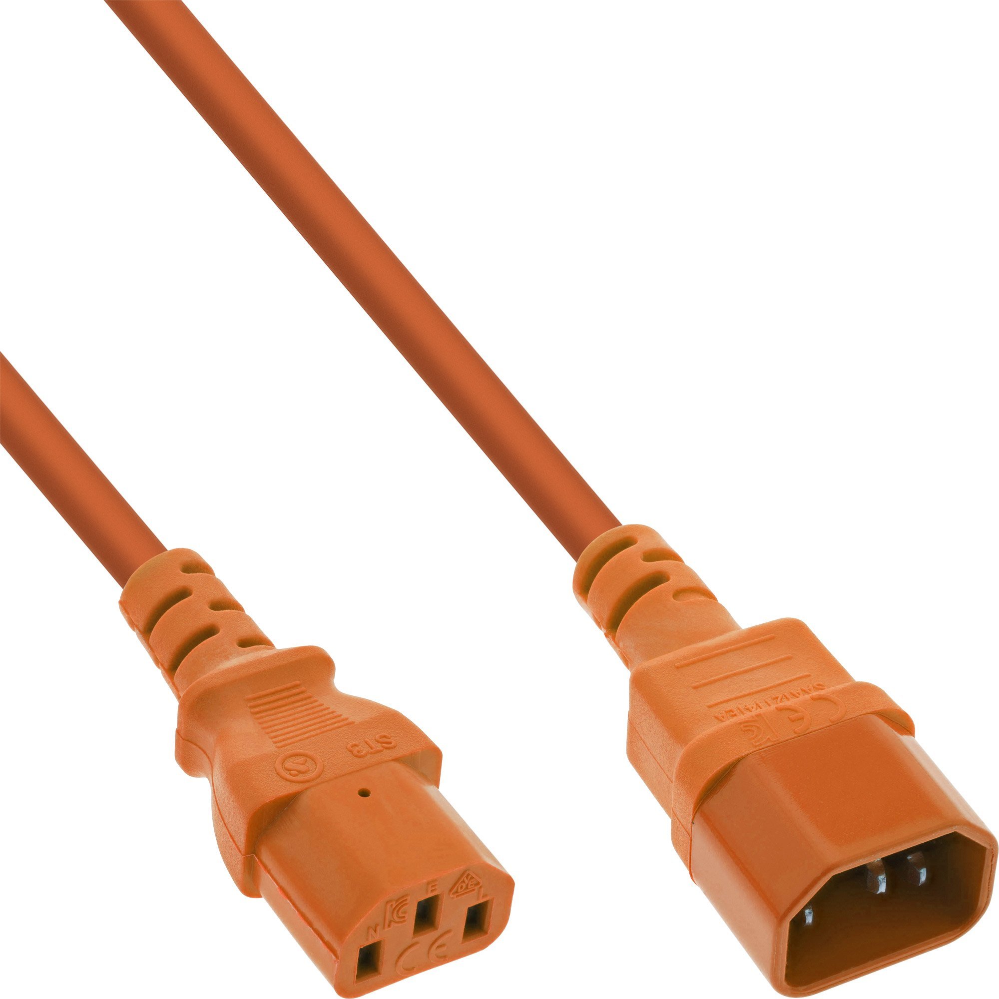 Kabel zasilający InLine INLINE Netzkabel Kaltgeraeteverlaengerung C13 zu C14 2m orange