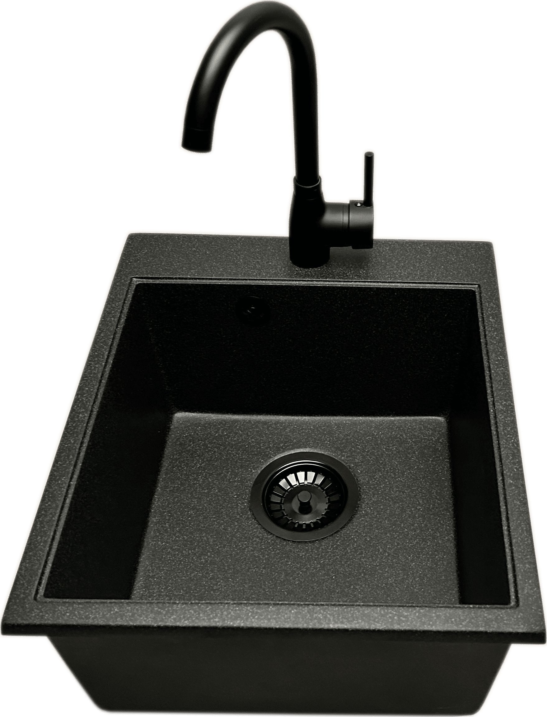 Zlewozmywak PREHNIT Zlewozmywak jednokomorowy COBALT grafit + bateria czarna LUNA