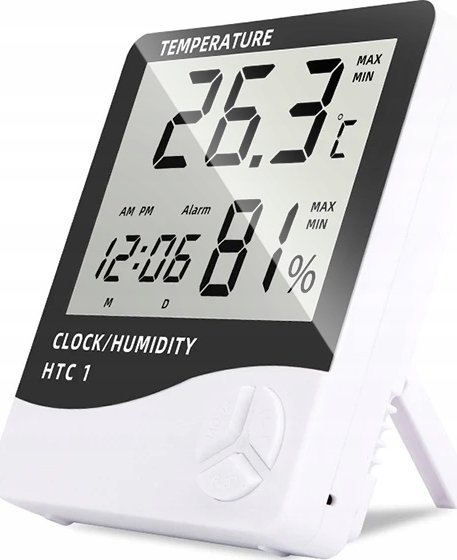 HIGROMETR TERMOMETR POKOJOWY ZEGAR - STACJA POGODY