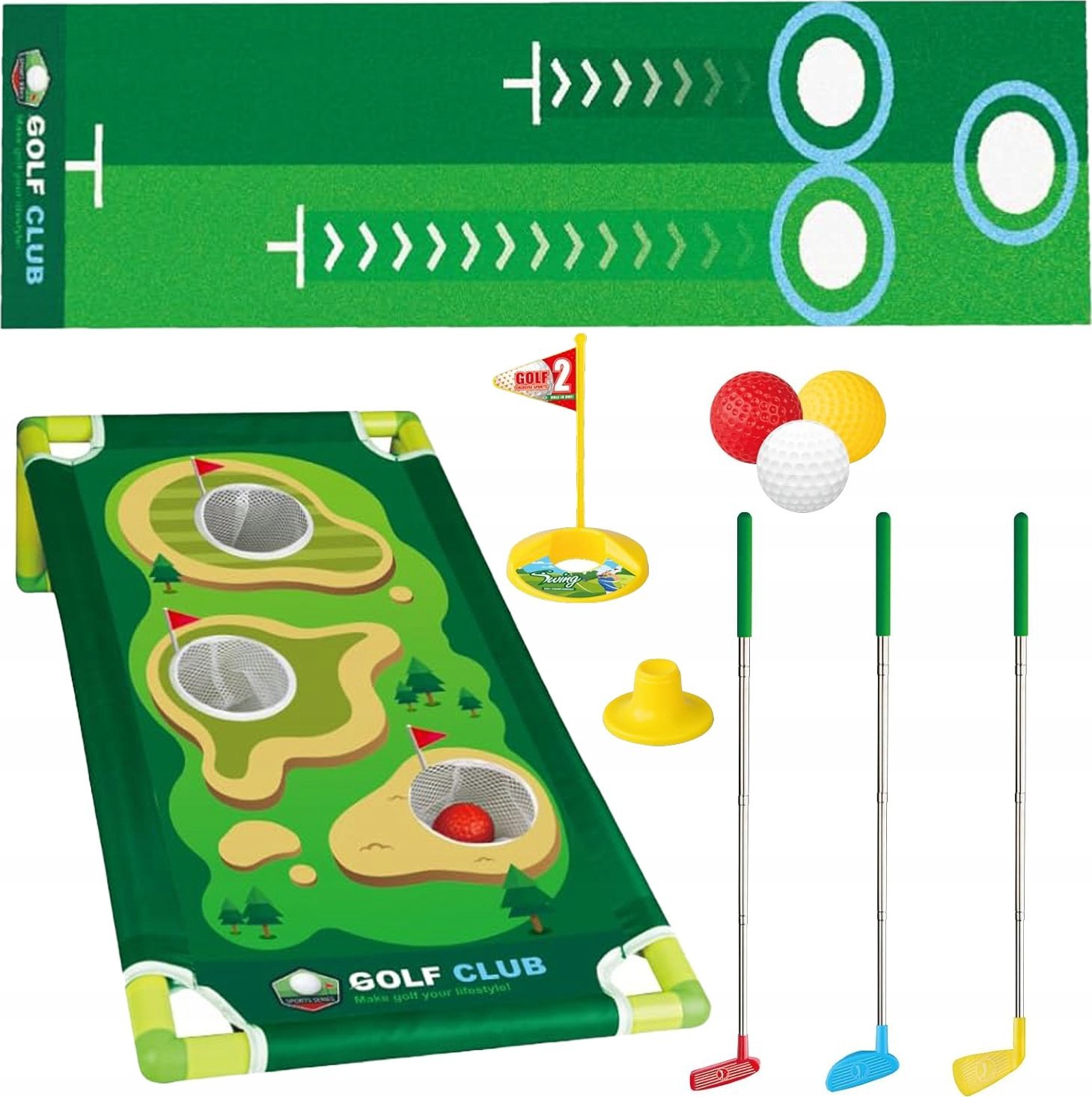 Mini golf, Zestaw dla dzieci do gry w mini golfa, Plansza + Kije + Akcesoria