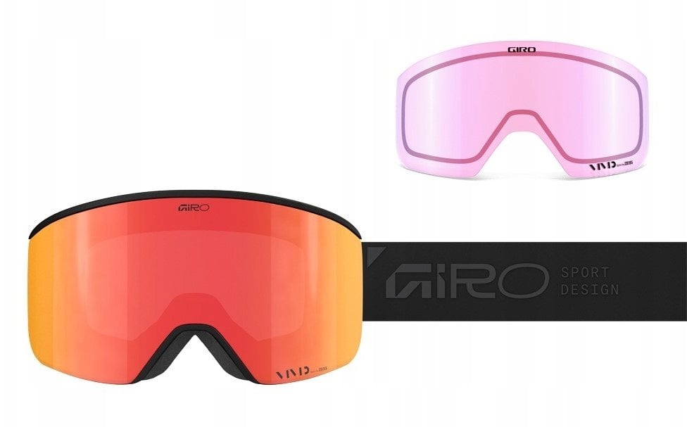 Giro Gogle zimowe AXIS BLACK STACKED (OTG) (Cylindrical) (Lustrzana szyba kolorowa VIVID-Carl Zeiss EMBER 19-42% S2 + Lustrzana szyba kolorowa VIVID-C