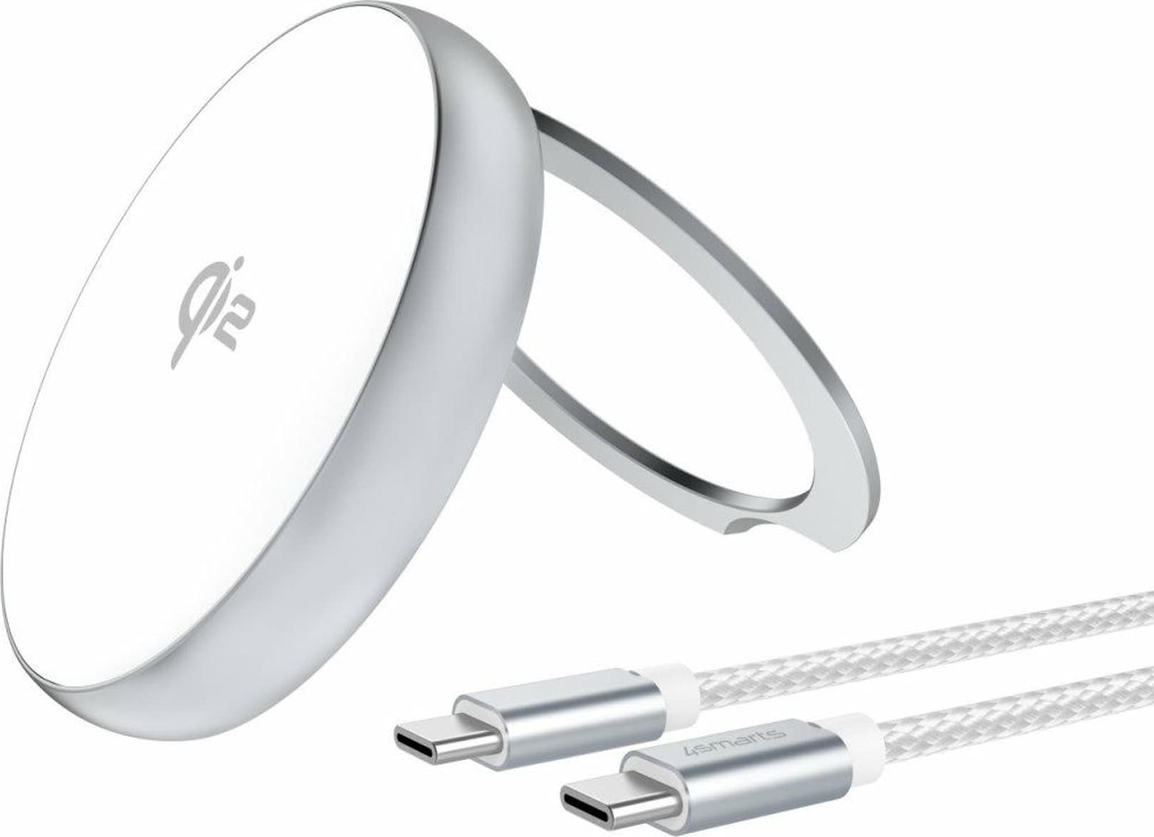 Zasilacz 4smarts 4smarts Qi2 Charger Kickstand, silber/ weiß