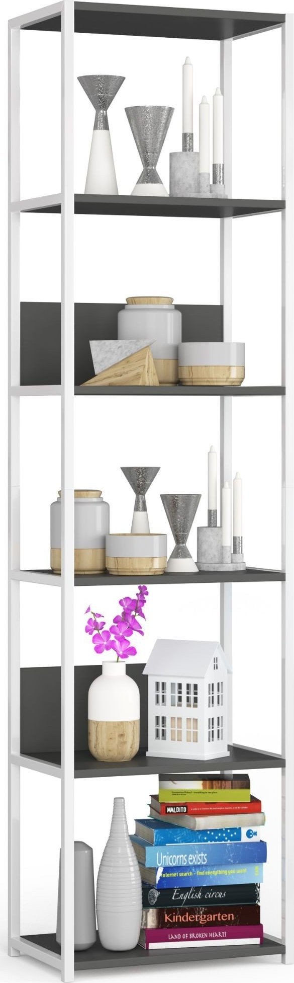 Fabryka Mebli Akord Regał loftowy metalowy 50 cm - biały-szary - 6 półek