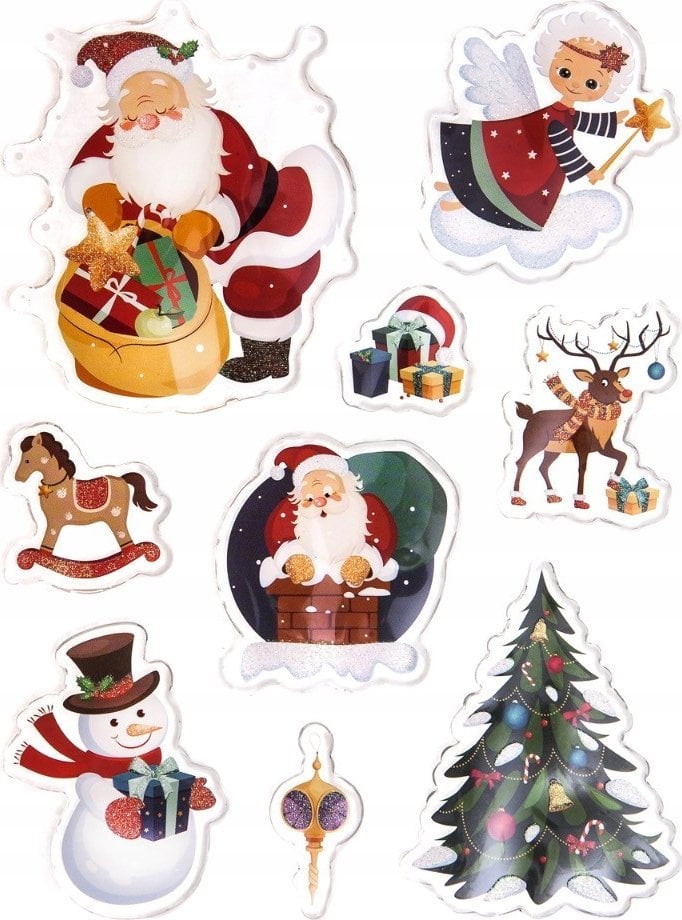 Teka Naklejki żelowe z brokatem ¶więta 9szt