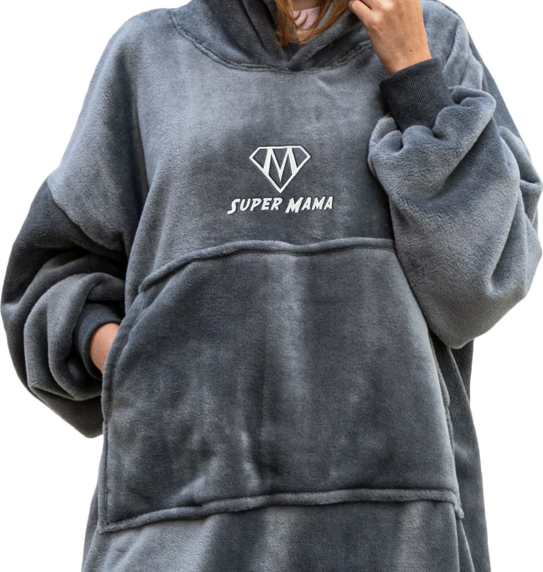 Froster Bluzair SUPER MAMA - Bluza koc - Szary - prezent dla mamy - dzień mamy