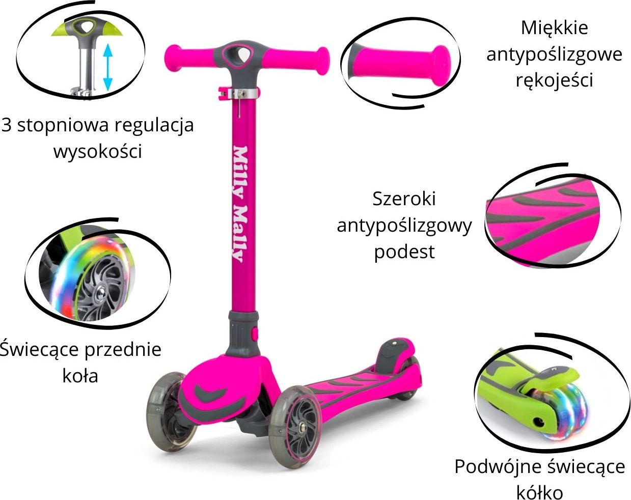 Hulajnoga Milly Mally Scooter Boogie Różowy (2999)