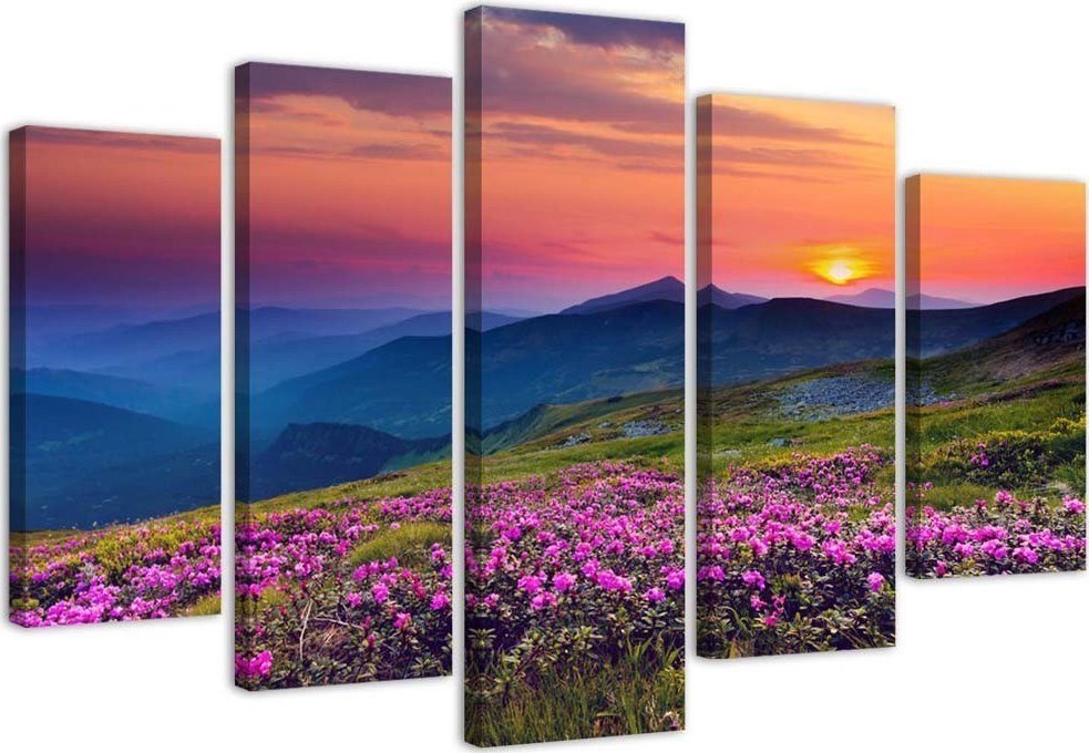 Feeby Obraz 5 częściowy na płótnie, Wschód słońca - 200x100