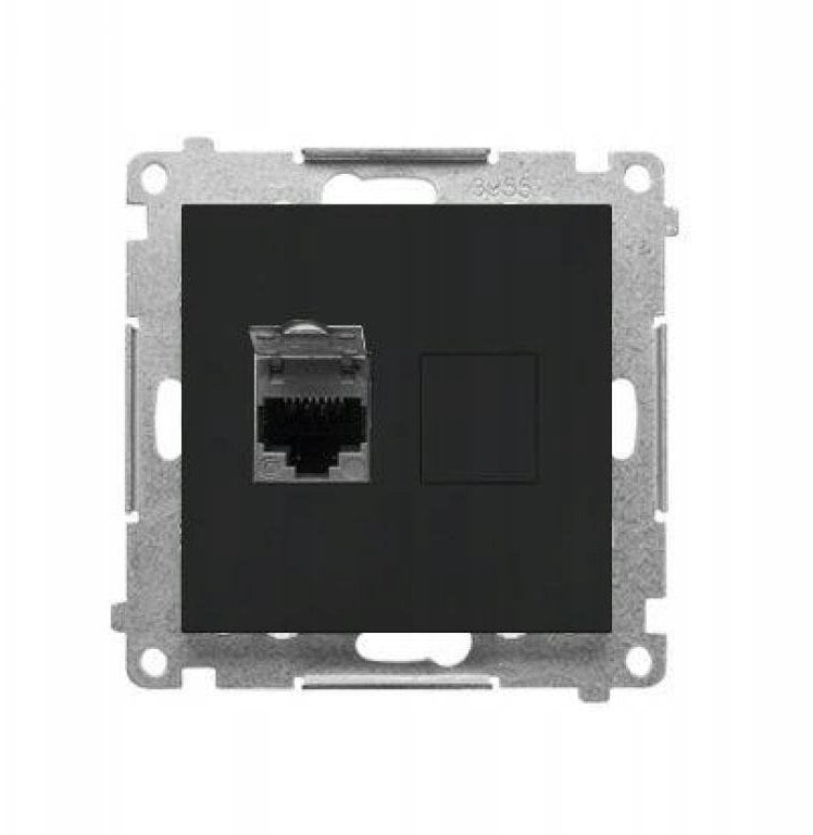 Kontakt-Simon Gniazdo komputerowe single RJ45 kategoria 6, shielded with dust cover (moduł) Matowy czarny T61E.01/149