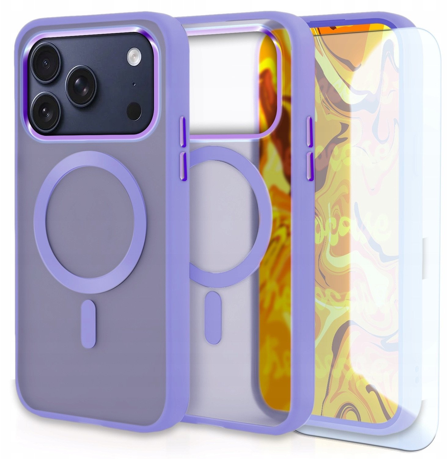 krainaGSM Etui Do Magsafe do iPhone 17 Pro Max (Jasnofioletowy, Matowy, Case) Szkło