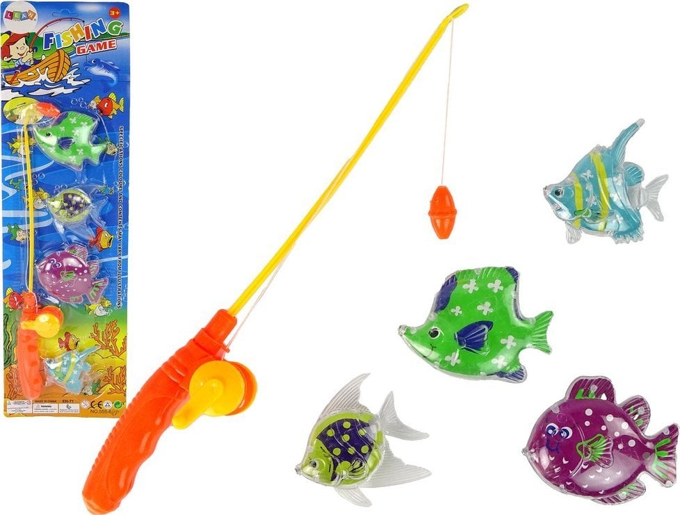 LeanToys Zestaw Gra Zręcznościowa Łapanie Rybek Wędka 4 Sztuki LEAN TOYS