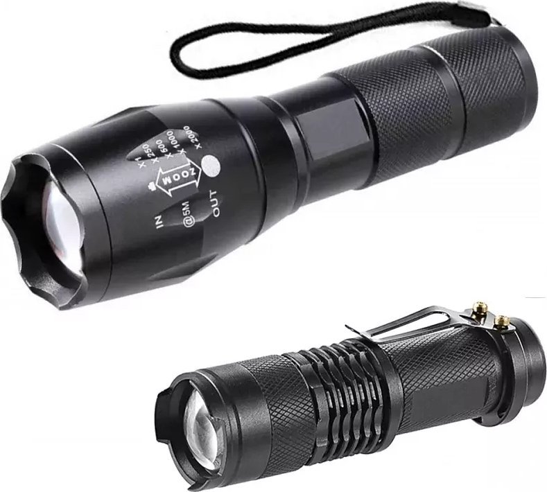 Latarka Latarka taktyczna zestaw 2 metalowych nimi latarek z zoom i akcesoriów Latarka taktyczna zestaw 2 metalowych nimi latarek z zoom i akcesoriów