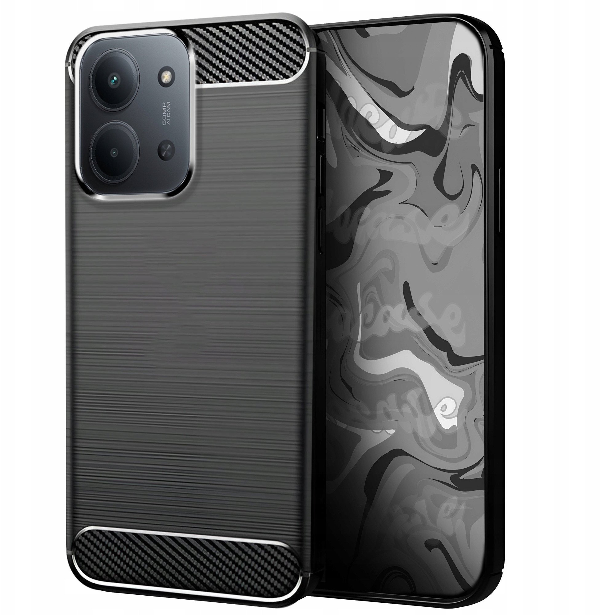 Etui do Xiaomi Redmi 15C (Czarne, Pancerne, Karbonowe, Ochronne, Plecki)