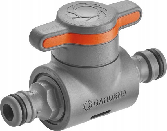 Gardena Gardena Coupling with Flow-Control Valve, valve, Drip irrigation system, Plastic, Grey, Orange, Male/Male, 1 pc(s)