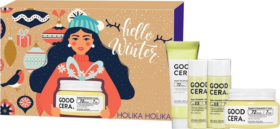 Holika Holika Good Cera Super Ceramide zestaw nawilżający krem do twarzy 60 ml + nawilżający krem do twarzy 20 ml + nawilżająca emulsja 20 ml + tonik