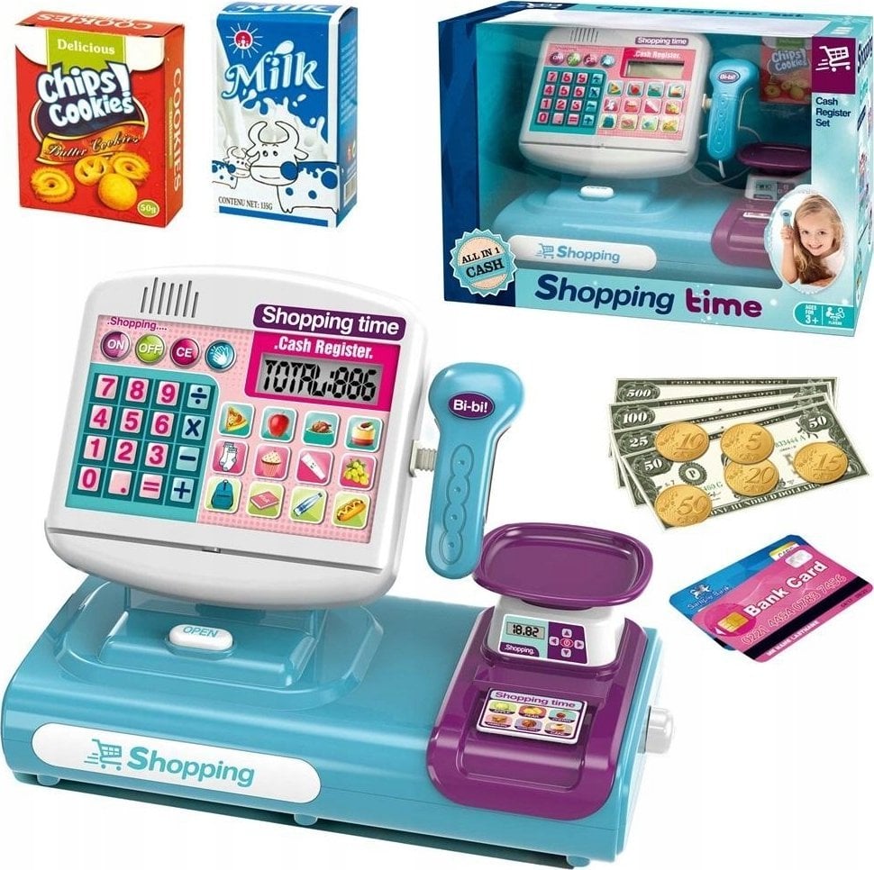 Kasa sklepowa dotykowa niebieska