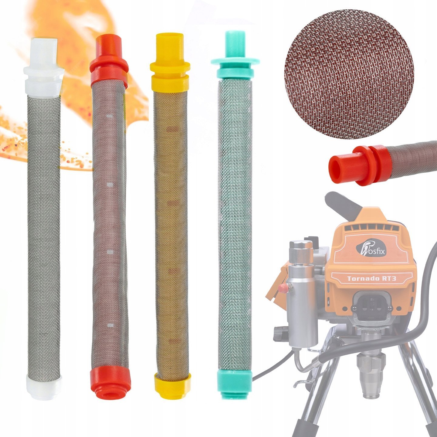 Rosfix ZESTAW FILTR FILTRÓW PALUSZKOWY 30 60 100 200MESH AGREGAT PISTOLET MALARSKI