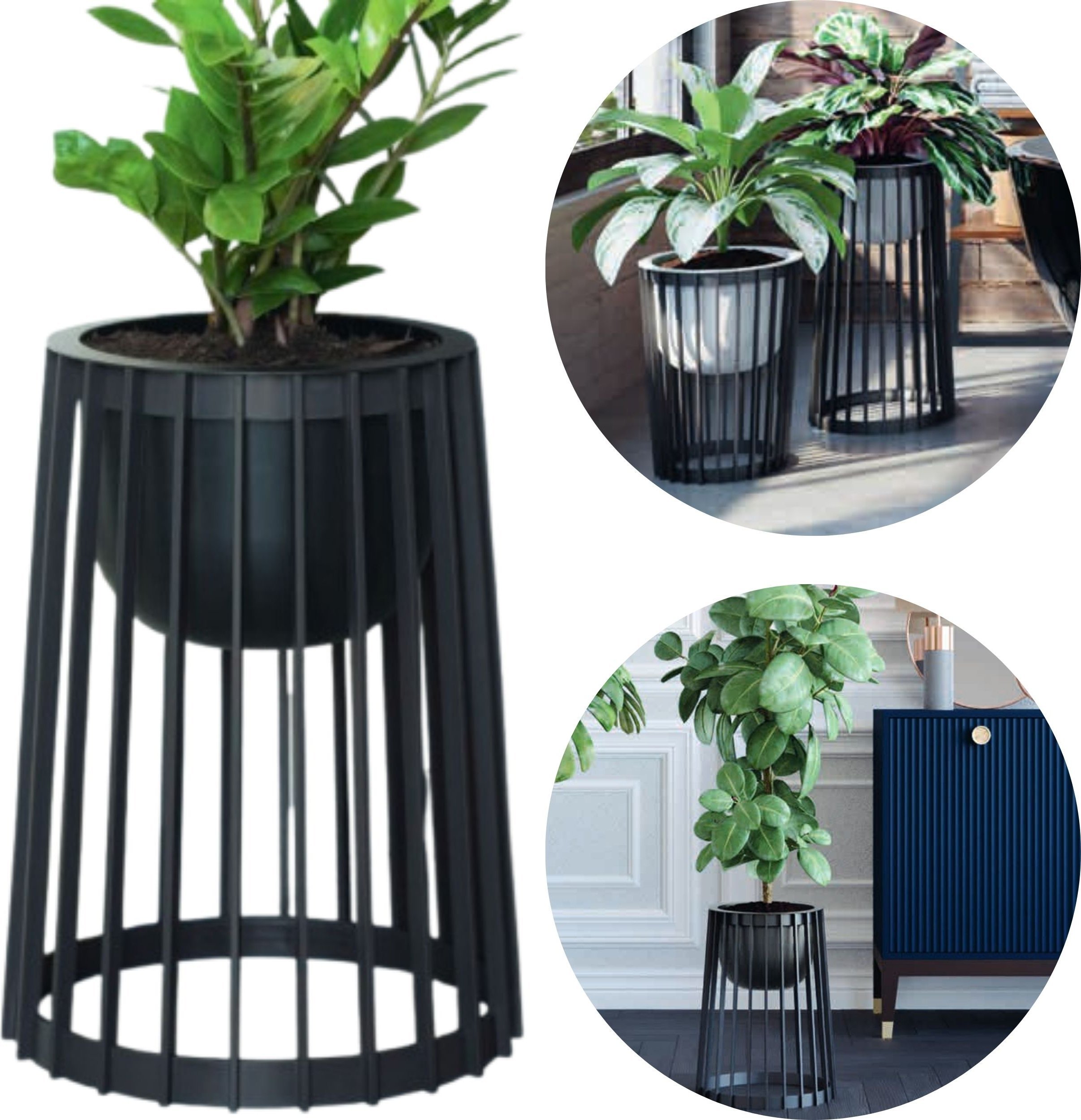 Kwietnik wysoki dwustronny Standy 40h Stojak na kwiaty + wkład wewnętrzny