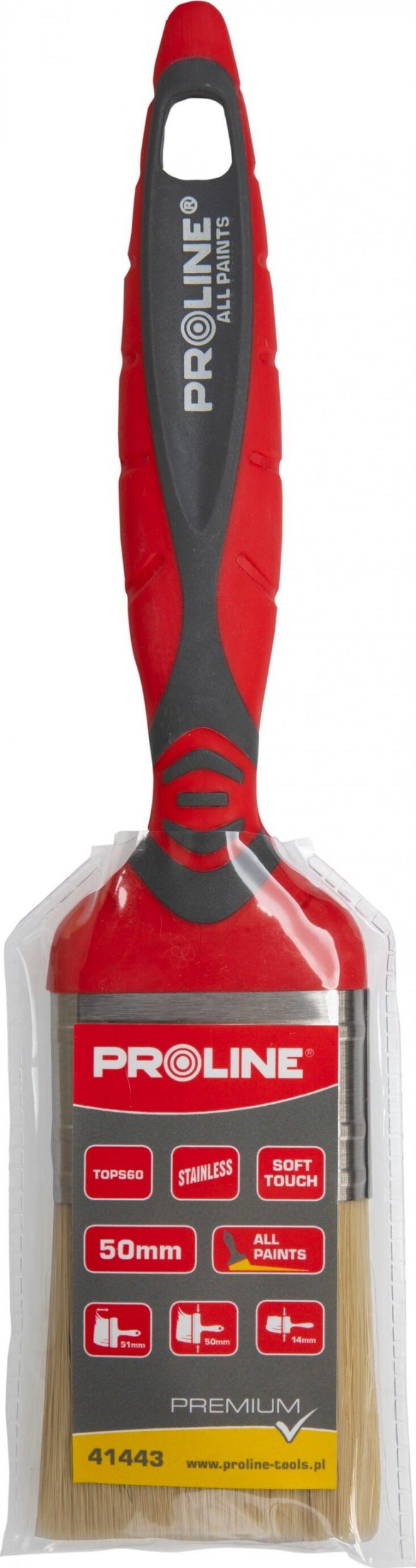 Pro-Line Pędzel płaski premium 50mm,rączka 2k-tpr,ss,uniw.,proline