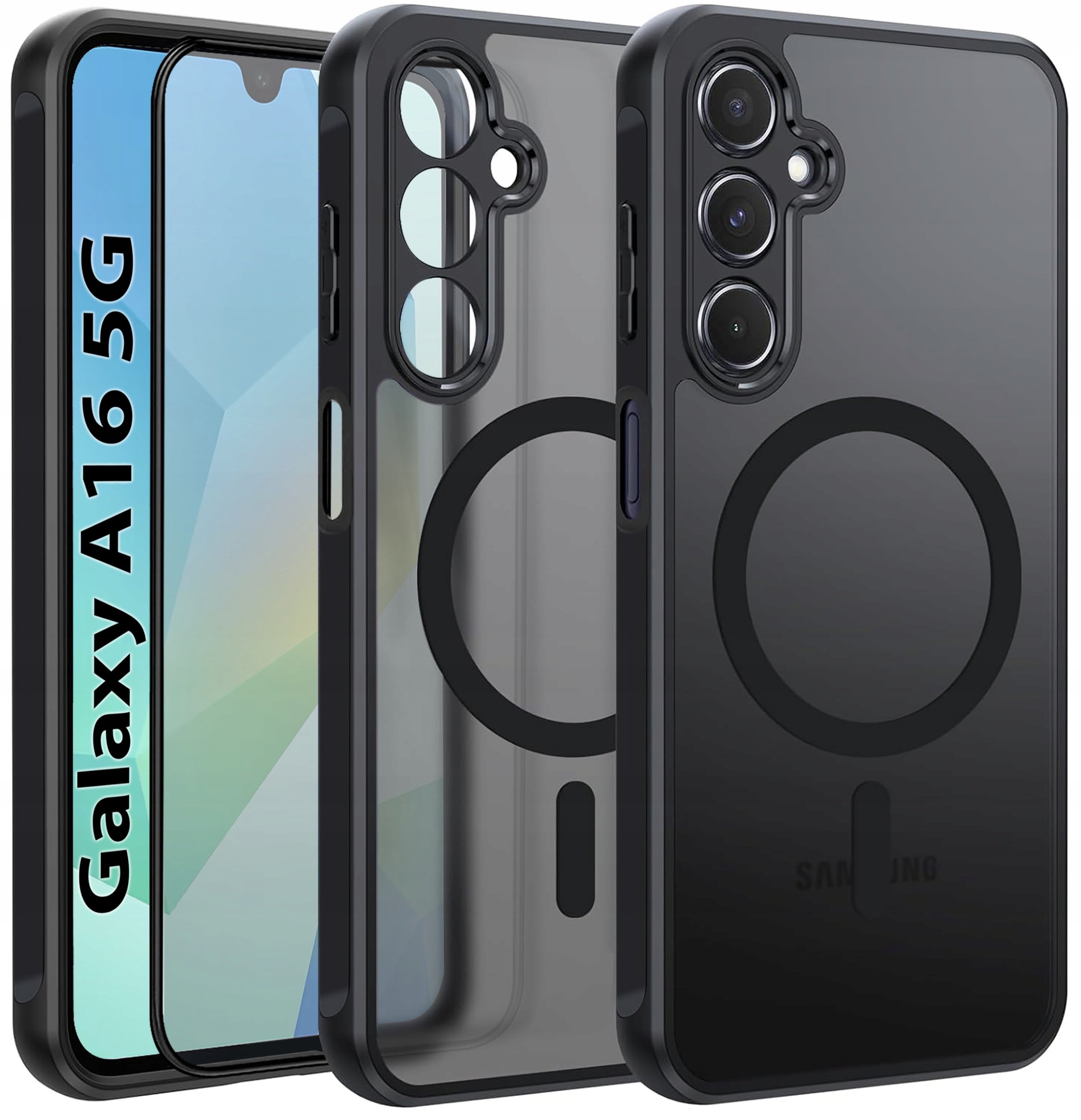 Etui do Samsung A16 5G do MagSafe MATT WZMACNIANE 360 Szkło 5D PREMIUM