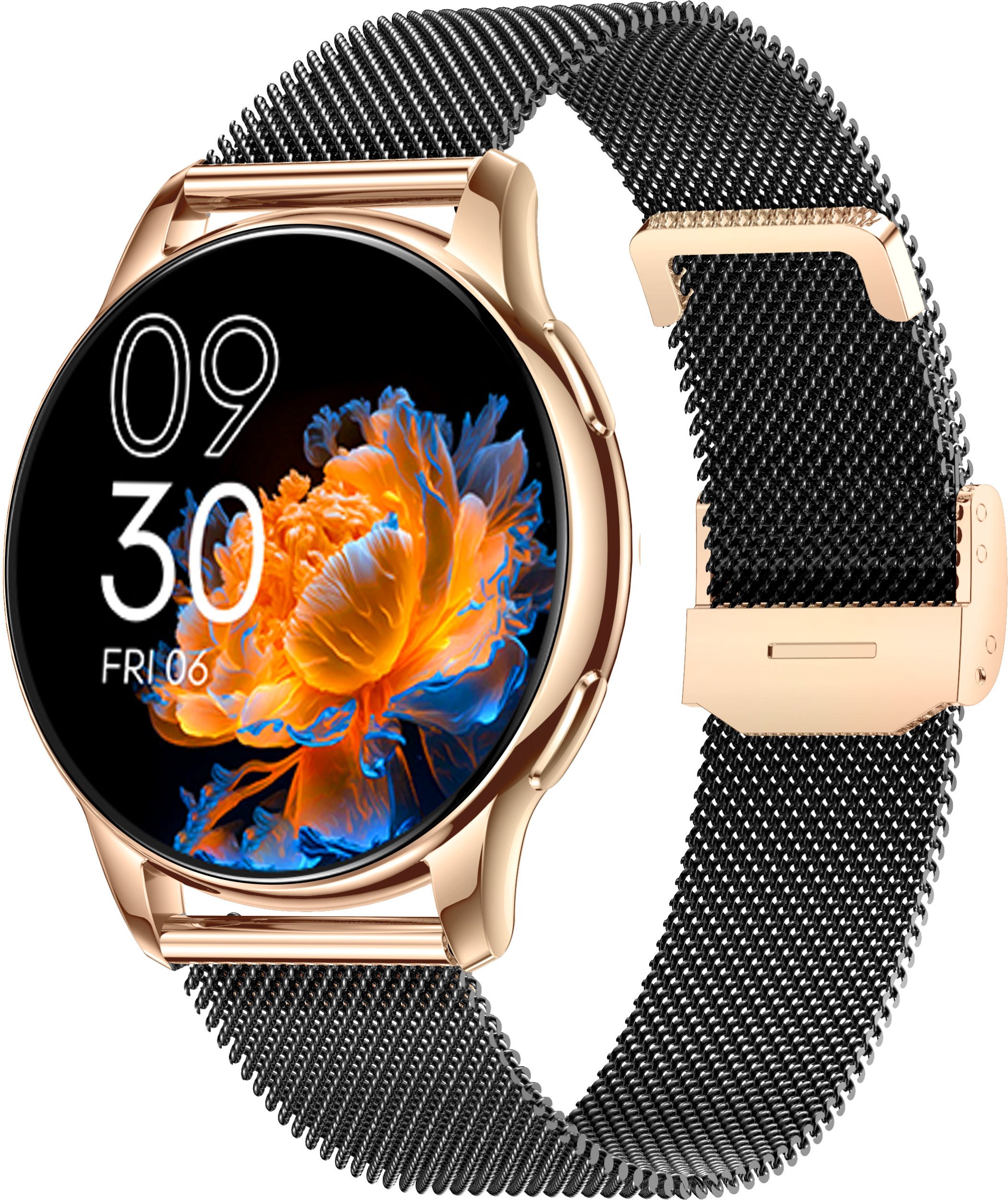 Smartwatch damski Rubicon -Asturia- - AMOLED rozmowy BT tętno SpO IP67 złoty