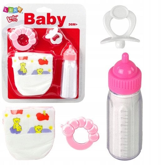 Zestaw Akcesoria Dla Lalek Smoczek Butelka Pielucha Grzechotka