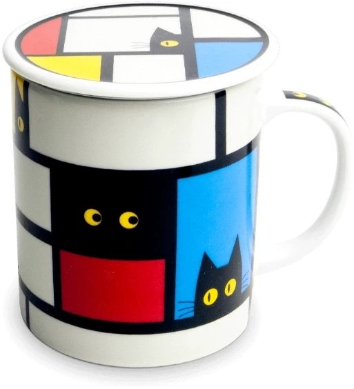 Kubek z filtrem do herbaty, komiksowe Kotki 300ml - Jewel Japan