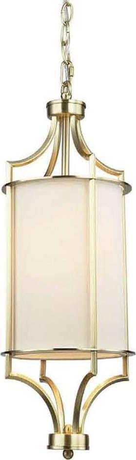 Lampa wisząca Orlicki Design Klasyczna LAMPA wisząca Lunga Old Gold Orlicki Design abażurowa OPRAWA okrągły ZWIS tuba na łańcuchu kremowa złota