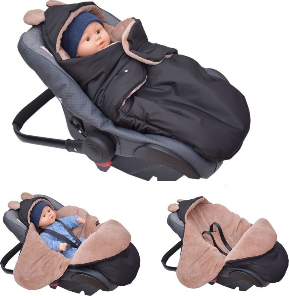 Culbags ŚPIWOREK MYSZKA NOSIDŁO FOTELIK WÓZEK ORTALION CZARNY MINKY KARMEL